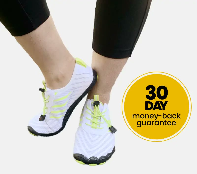 Grounded barefoot shoe with guarantee badge