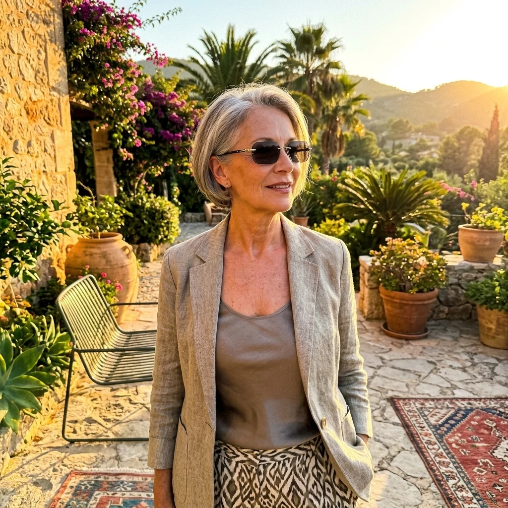 Woman wearing Blue View Glasses outdoors with photochromic lenses darkened in sunlight