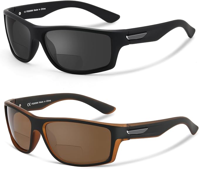 Missfive 2-Pack Mens Bifocal Sunglasses with Readers Built In