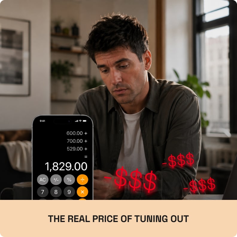 Person adding up the money wasted on earbuds that didn&rsquo;t work